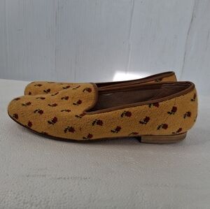 Zalo Tapestry Needlepoint Loafers Womens Size 7.5 Yellow